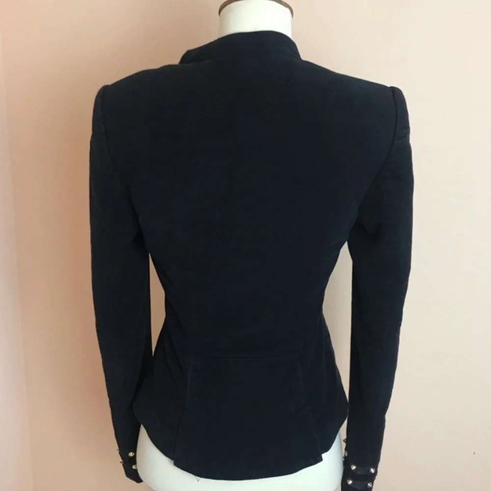 ZARA Trafaluc Spiked Cotton Velvet Asymmetrical Zip Front Utility Jacket Sz S - Picture 11 of 15